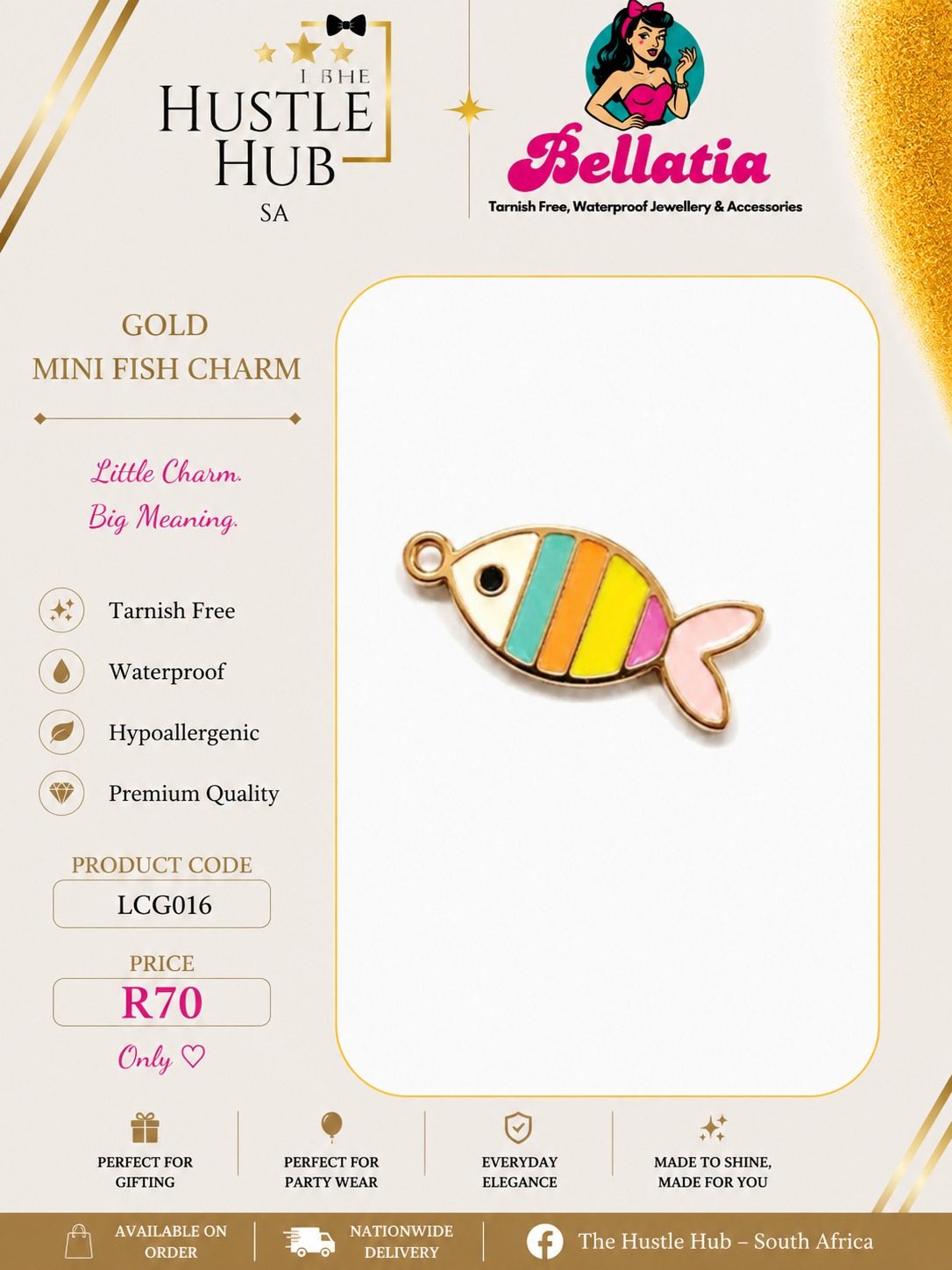 Gold Mini Fish Charm