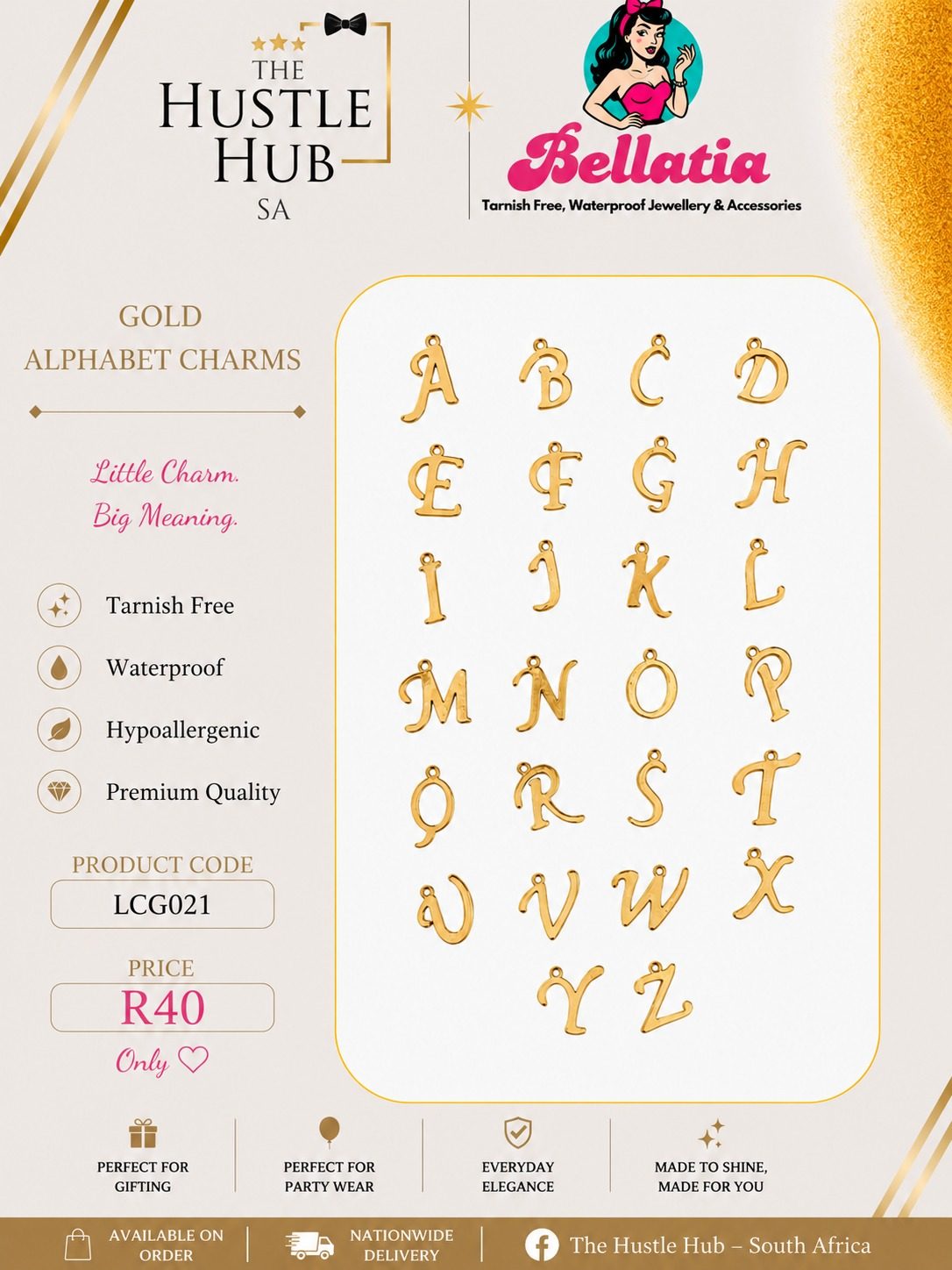 Gold Alphabet Charms