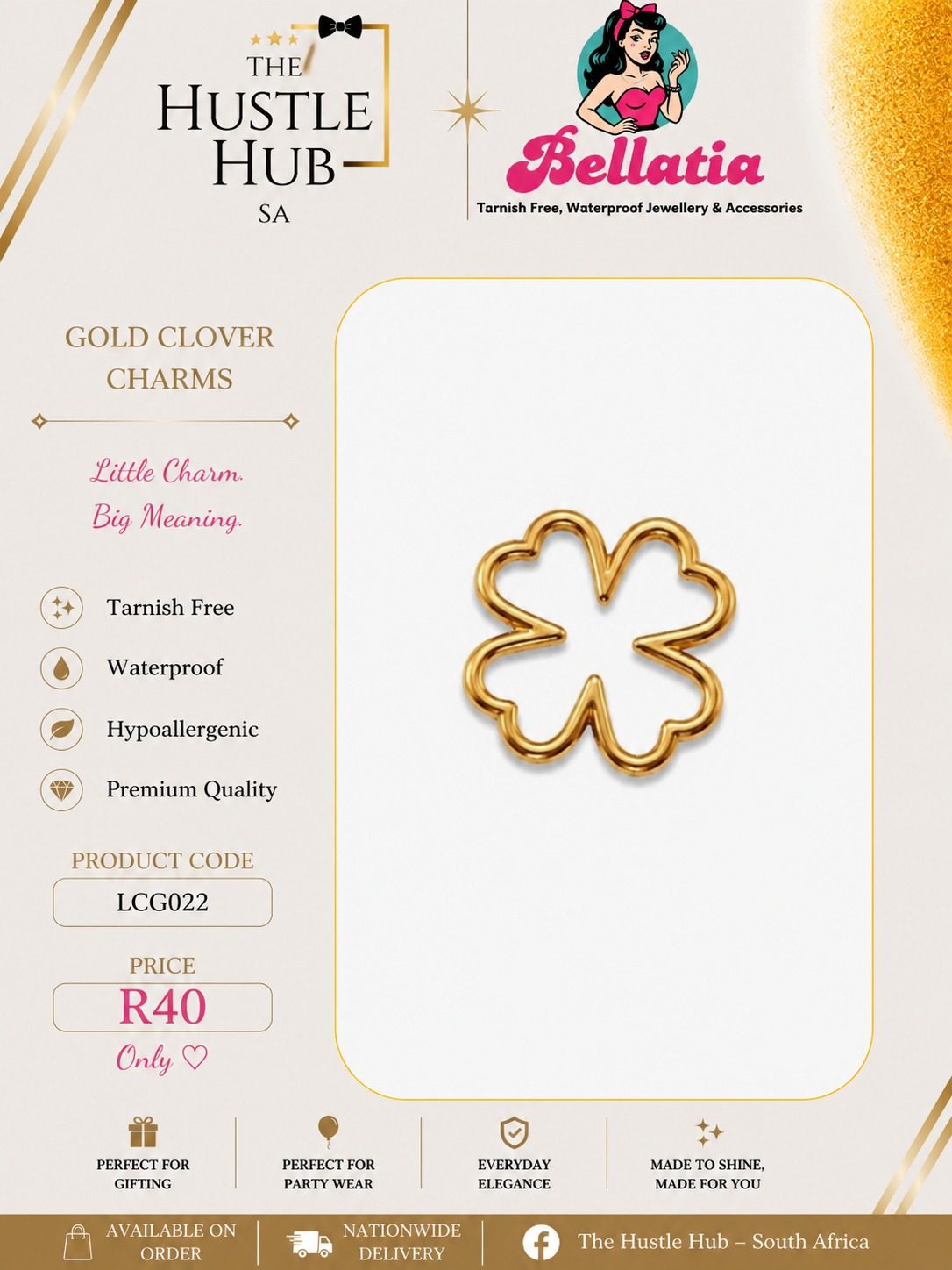 Gold Clover Charms