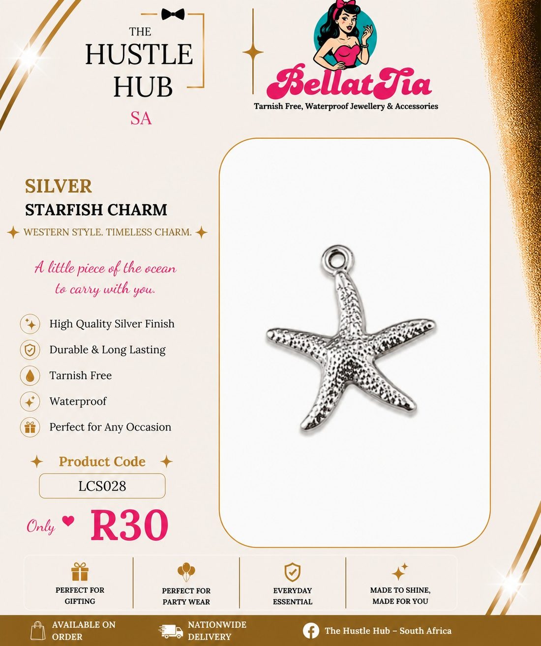 Silver Starfish Charm