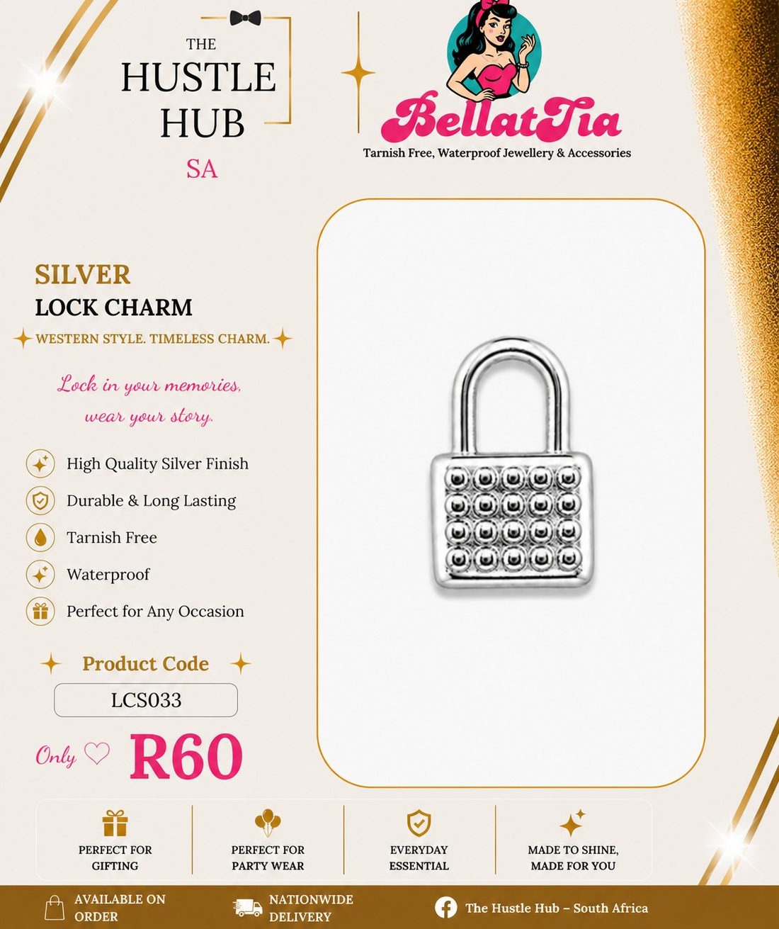 Silver Lock Charm