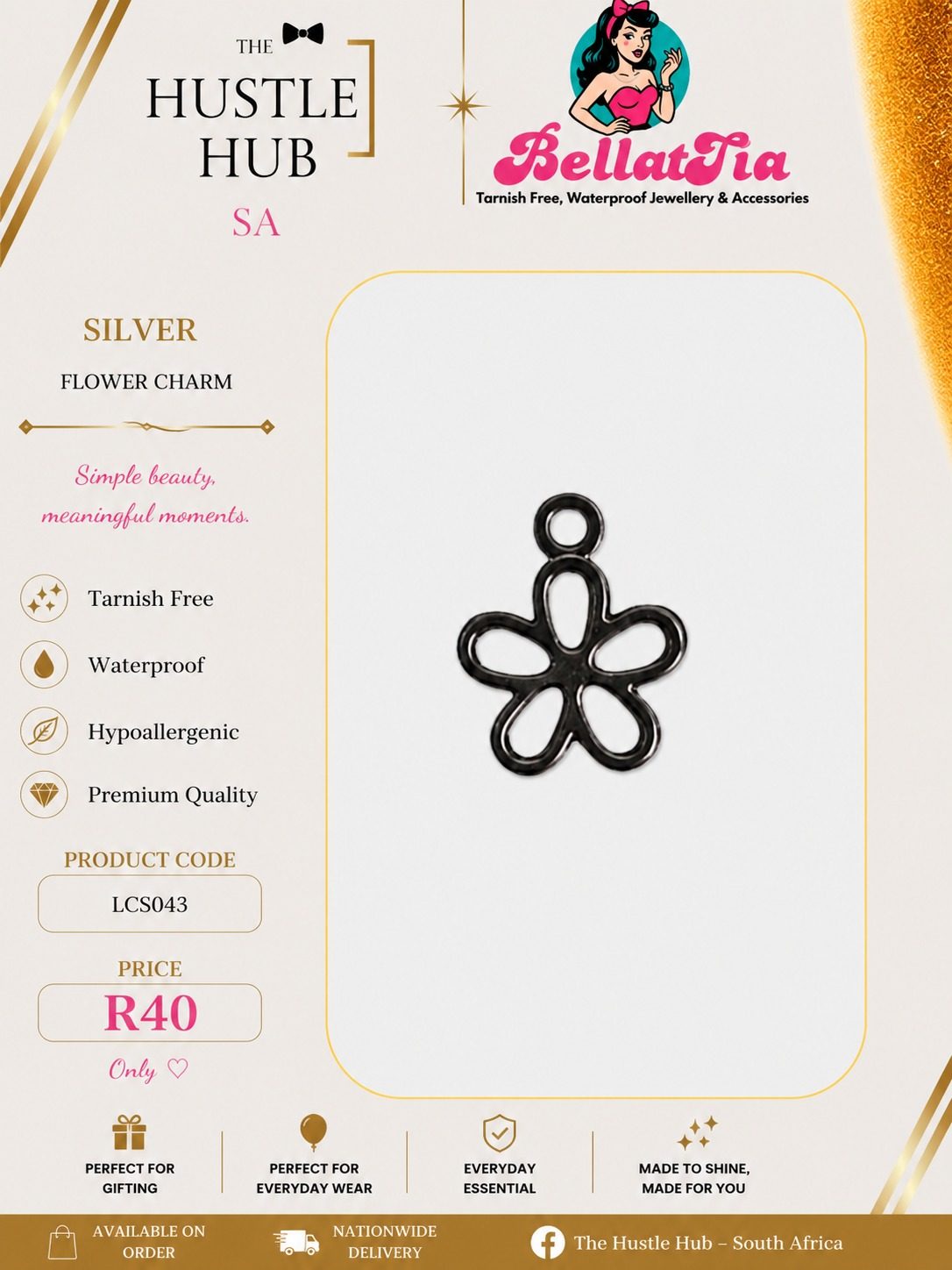 Silver Flower Charm