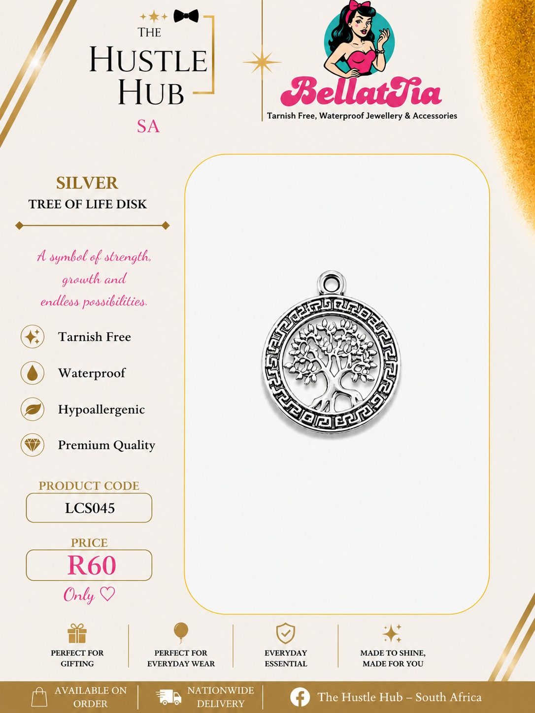 Silver Tree of Life Disk Charm