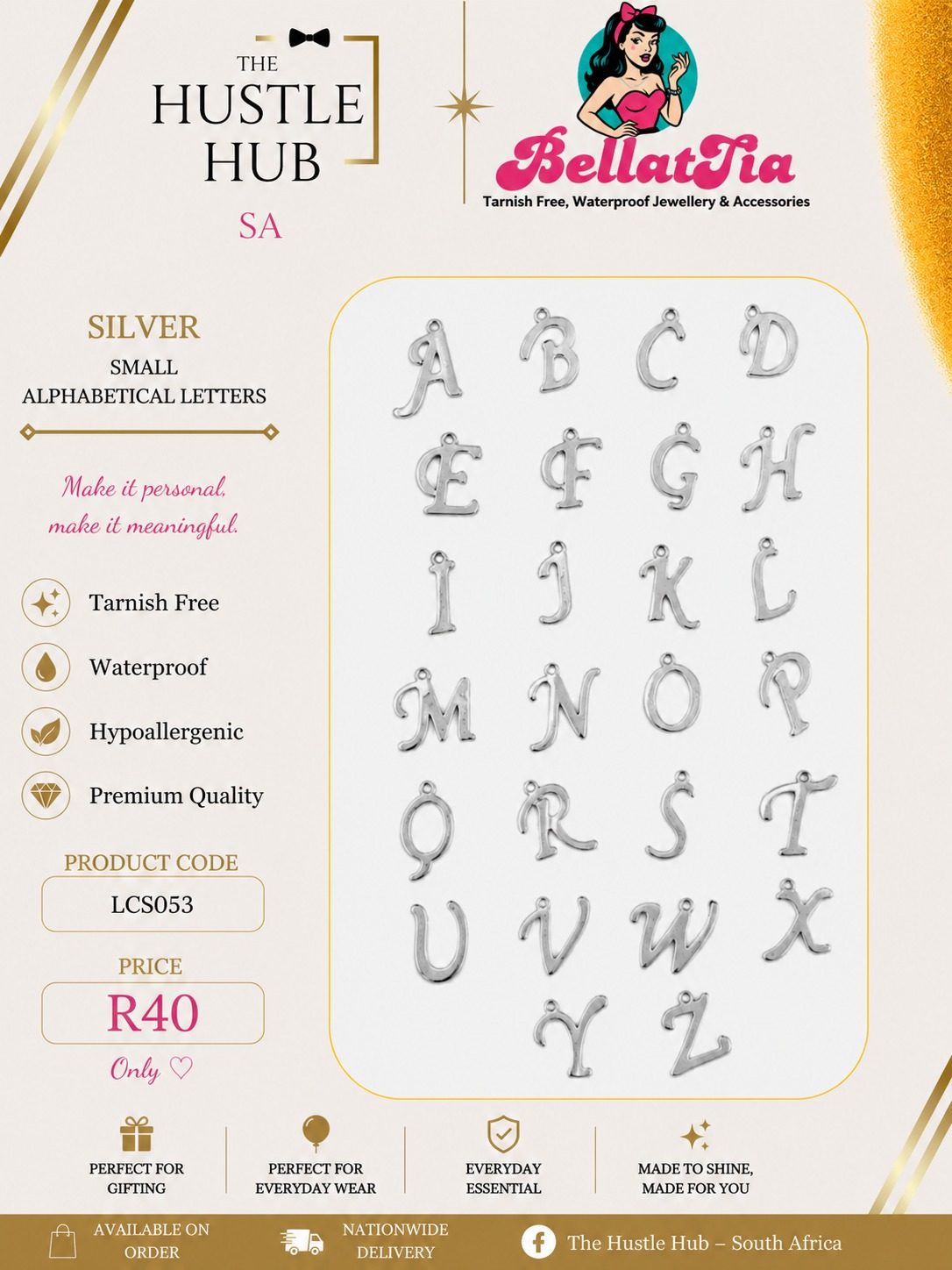 Silver Small Alphabetical Letter Charms