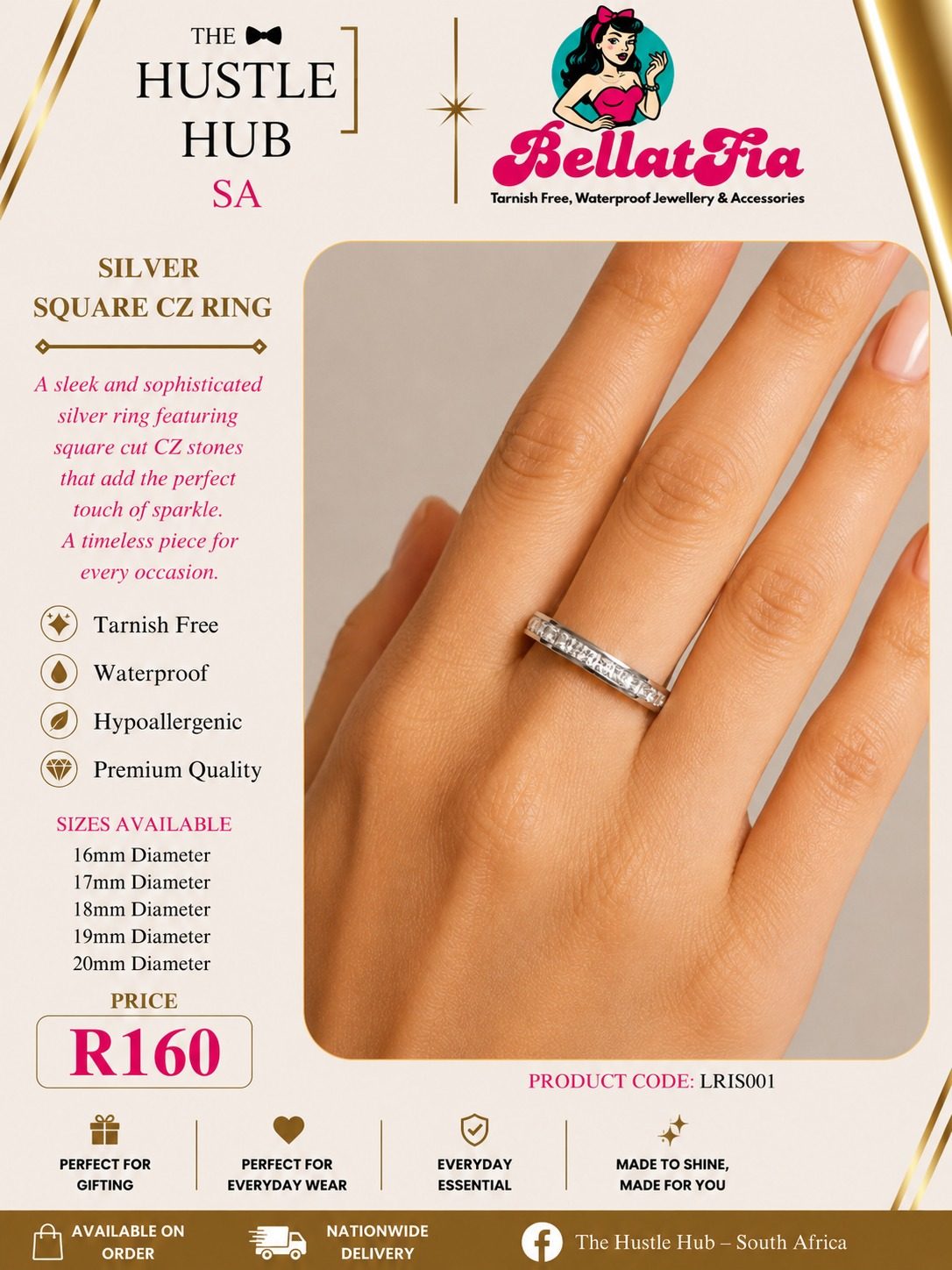 Silver Square CZ Ring