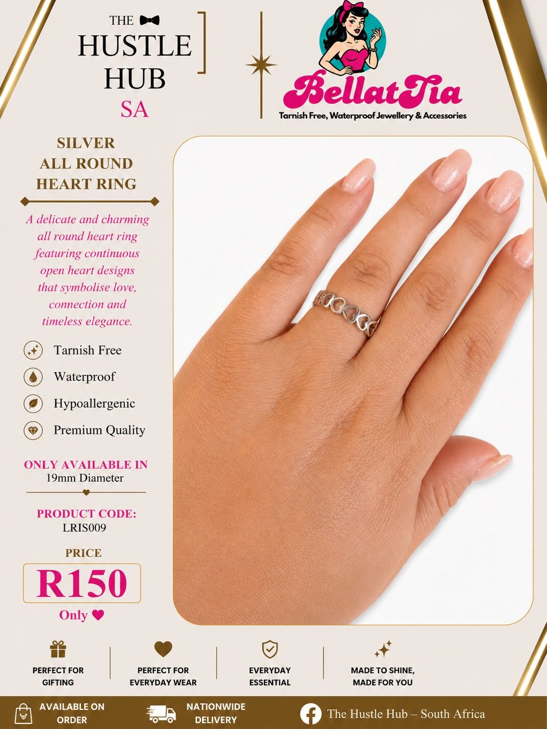 Silver All Round Heart Ring