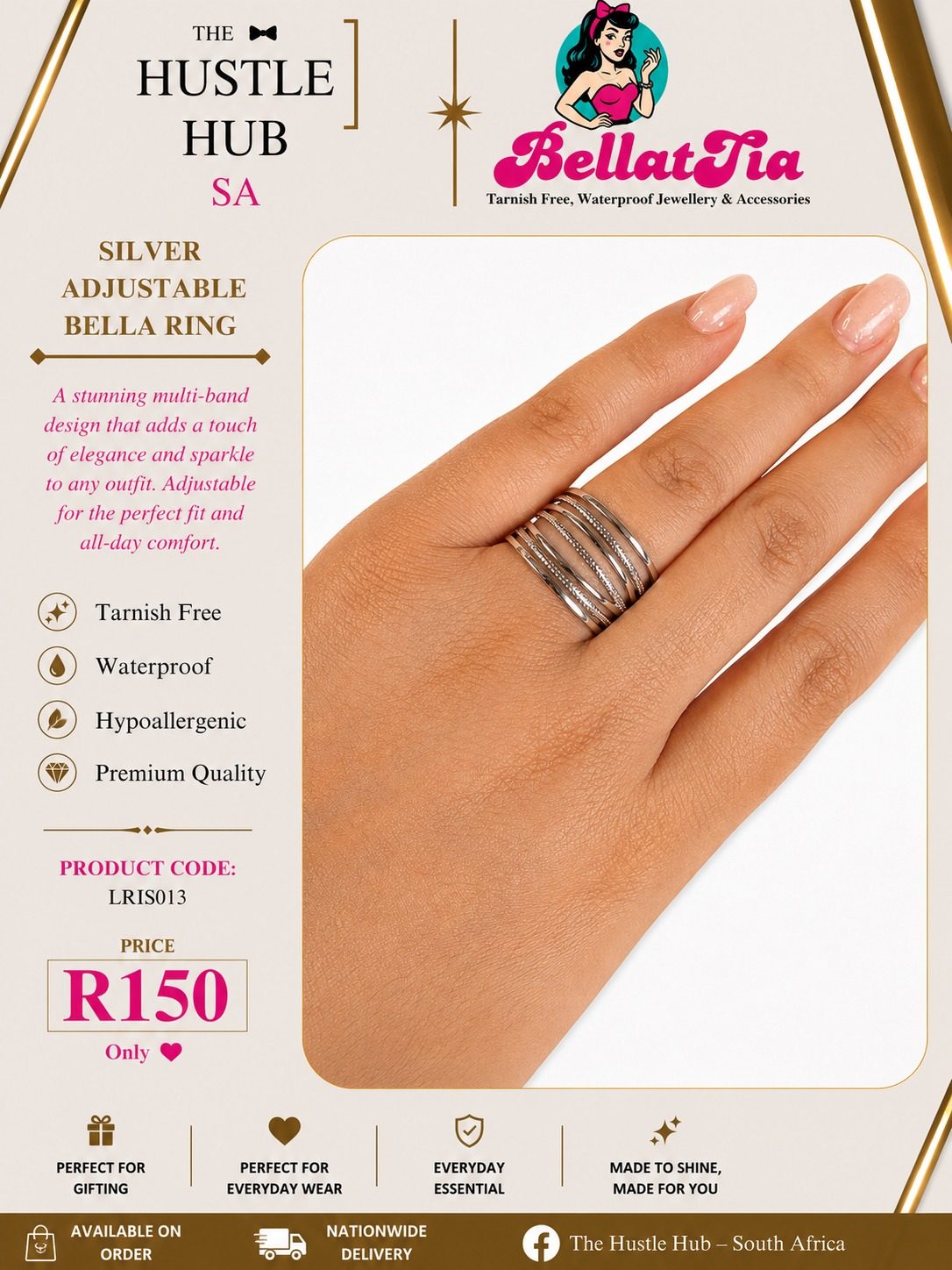 Silver Adjustable Bella Ring
