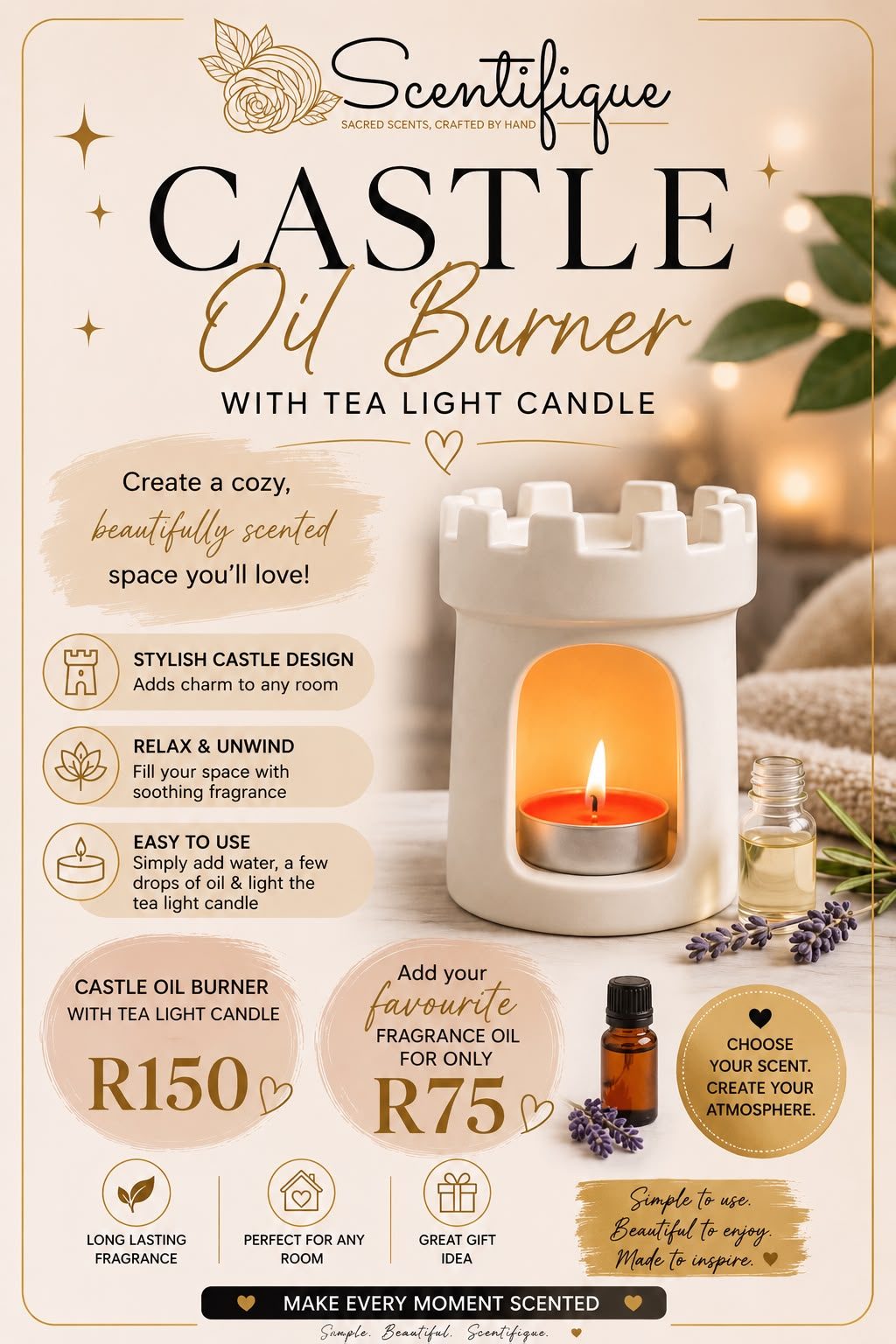 Castle Oil Burner with Tea Light Candle