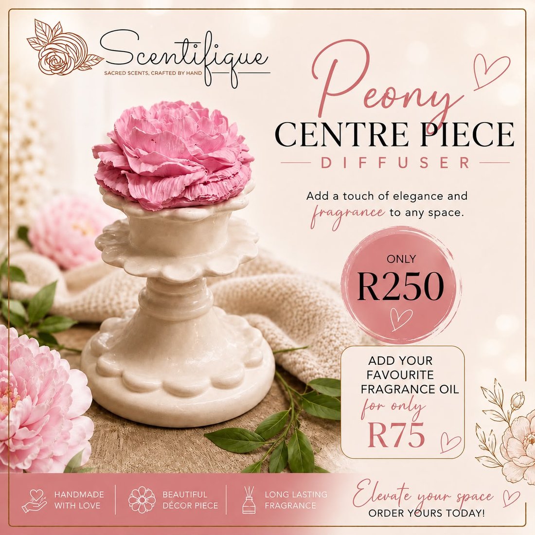 Centre Piece Peony Flower Diffuser