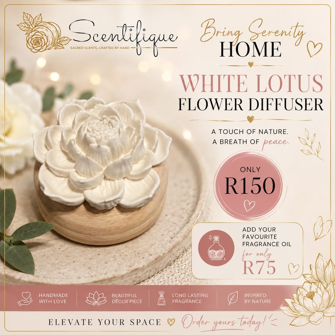 White Lotus Flower Diffuser