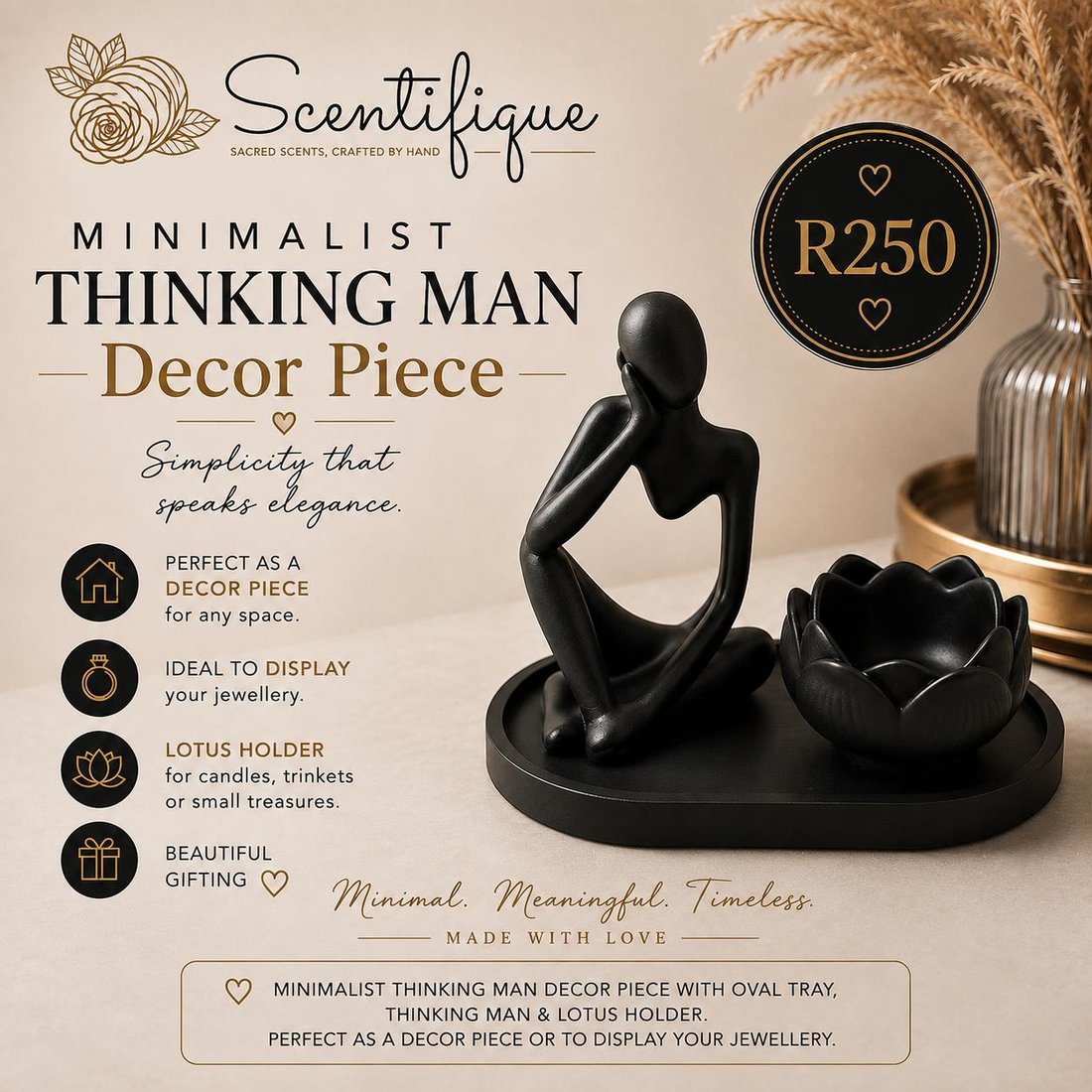 Minimalist Thinking Man Decor Piece